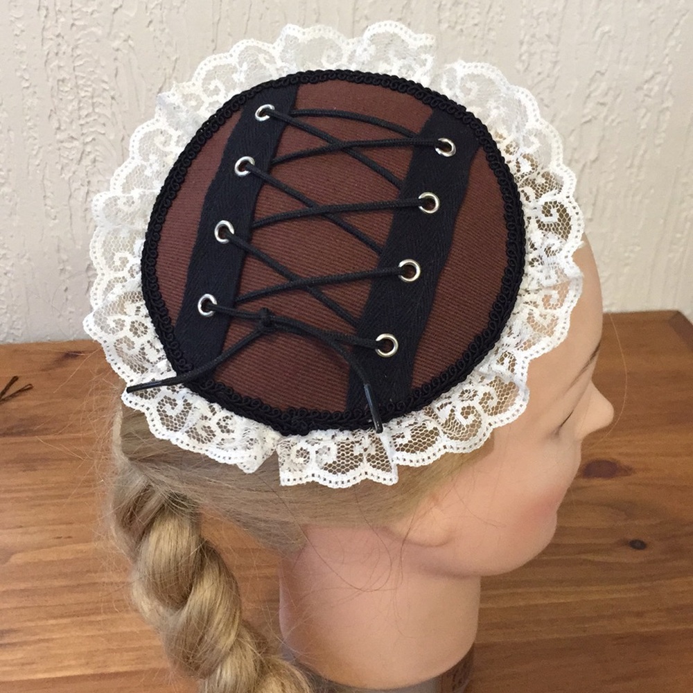 Brown with black lacing steampunk fascinator